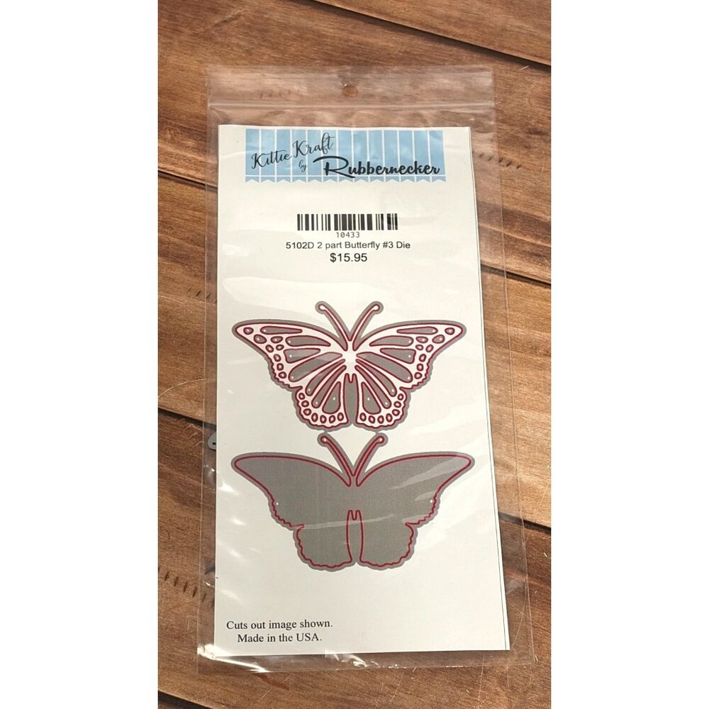 NIP 10433 KITTIE KRAFT BY RUBBERNECKER 5102D 2 PART BUTTERFLY #3 STEEL CRAFT DIE
